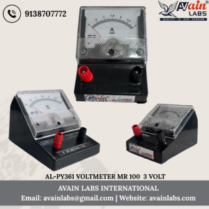 VOLTMETER (MR-100) Avain labs Make (Any One Range) Square Dial DC with stand AL-PY361-1