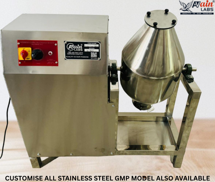 Double Cone Blender 10 ltr.Cap Industrial Model with gear box + 1/2 hp motor with buff AL-657D - Image 3