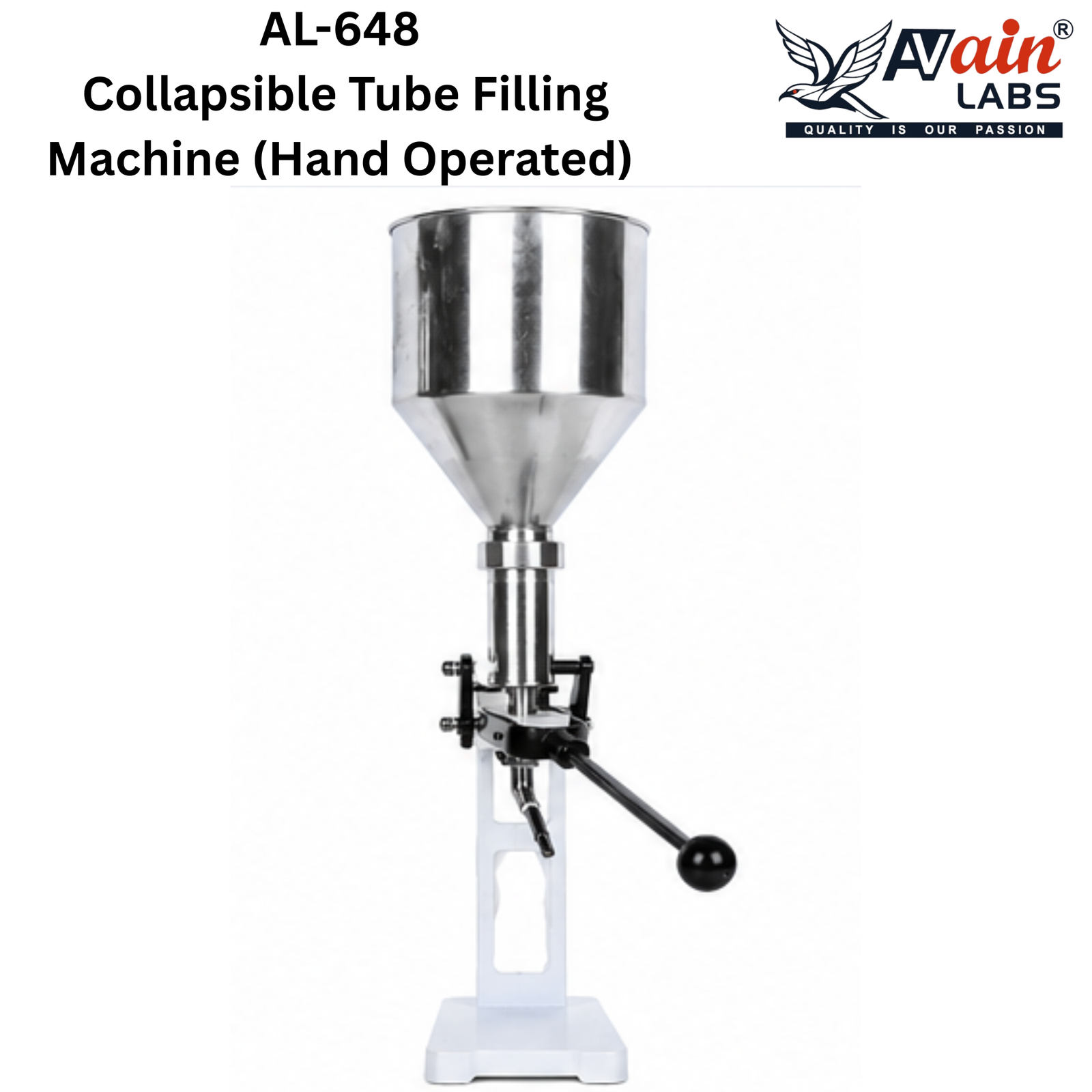 AVAIN LABS® Collapsible Tube Filling Machine (Hand Operated) AL-648 Collage Model