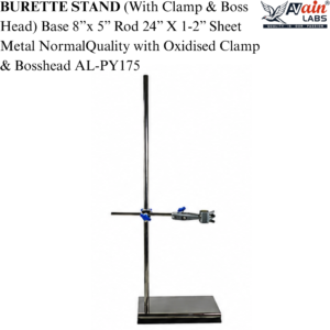 AVAIN LABS® BURETTE STAND (With Clamp & Boss Head) Base  8”x 5” Rod 24” X  1-2”  Sheet Metal