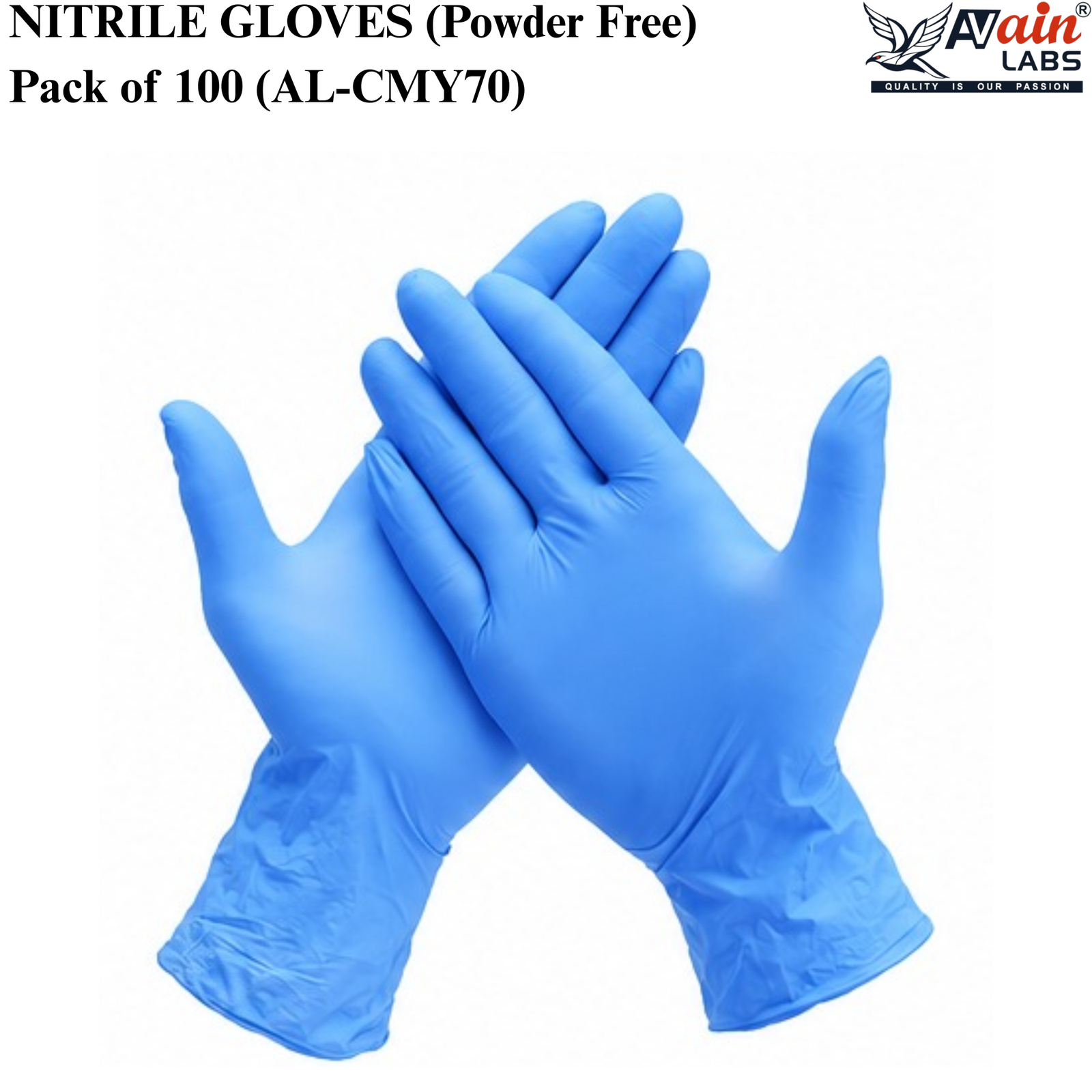 AVAIN LABS® NITRILE GLOVES (Powder Free) Pk of 100 AL-CMY70 - Image 2