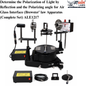 AVAIN LABS® Determine the Polarization of Light by Reflection and the Polarizing angle for Air GlassInterface (Brewster’ law Apparatus (Complete Set) ALE1217