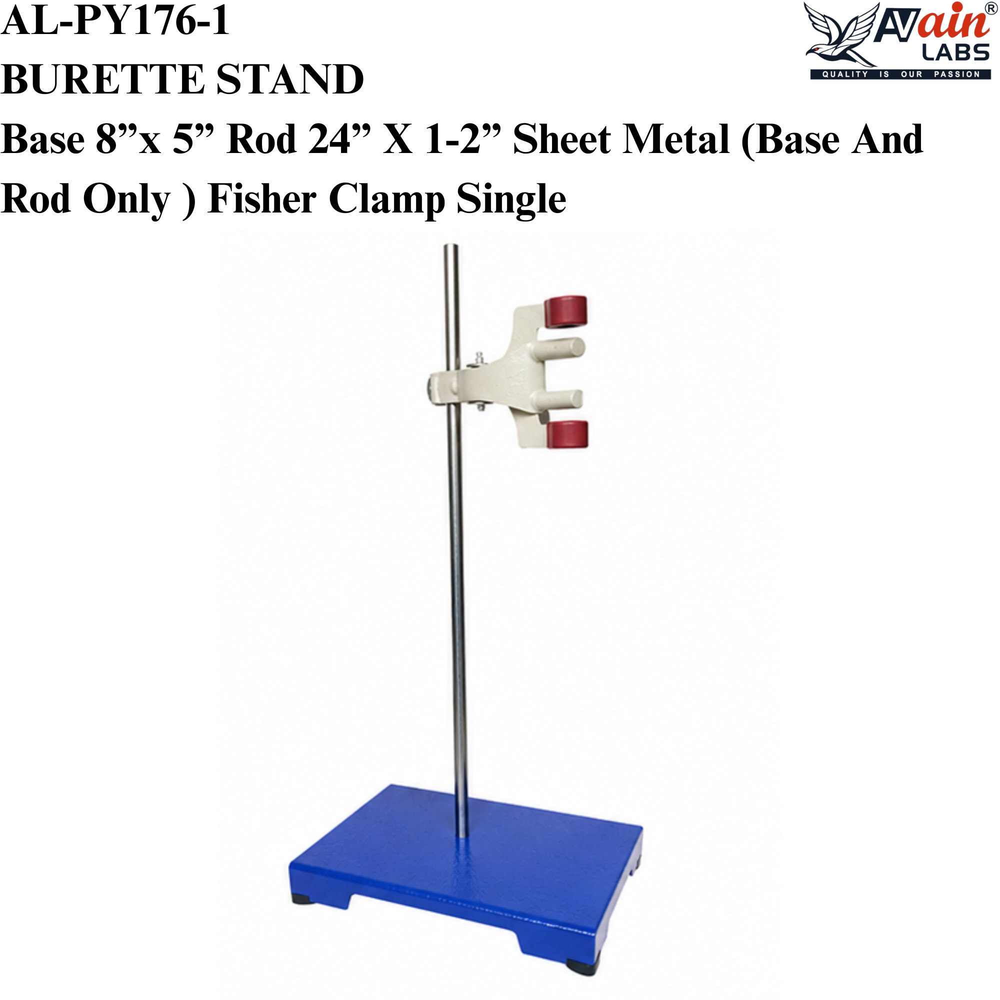 AVAIN LABS® BURETTE STAND Base 8”x 5” Rod 24” X 1-2” Sheet Metal (Base And Rod Only ) Alternative name-Retort stand, Iron Stand - Image 2