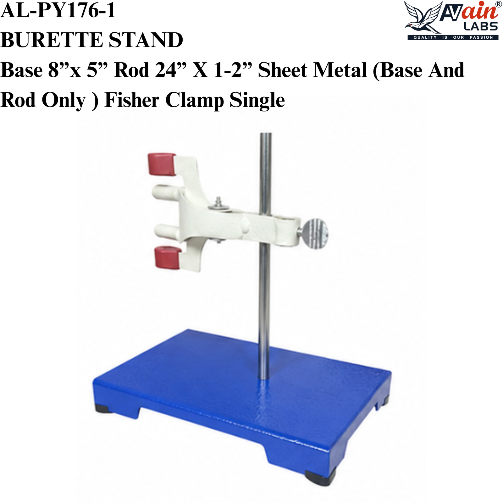 AVAIN LABS® BURETTE STAND Base 8”x 5” Rod 24” X 1-2” Sheet Metal (Base And Rod Only ) Alternative name-Retort stand, Iron Stand - Image 3