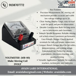 AVAIN LABS® VOLTMETER (MR-80) Avain labs  Make (Any One Range) Round Dial AL-V359