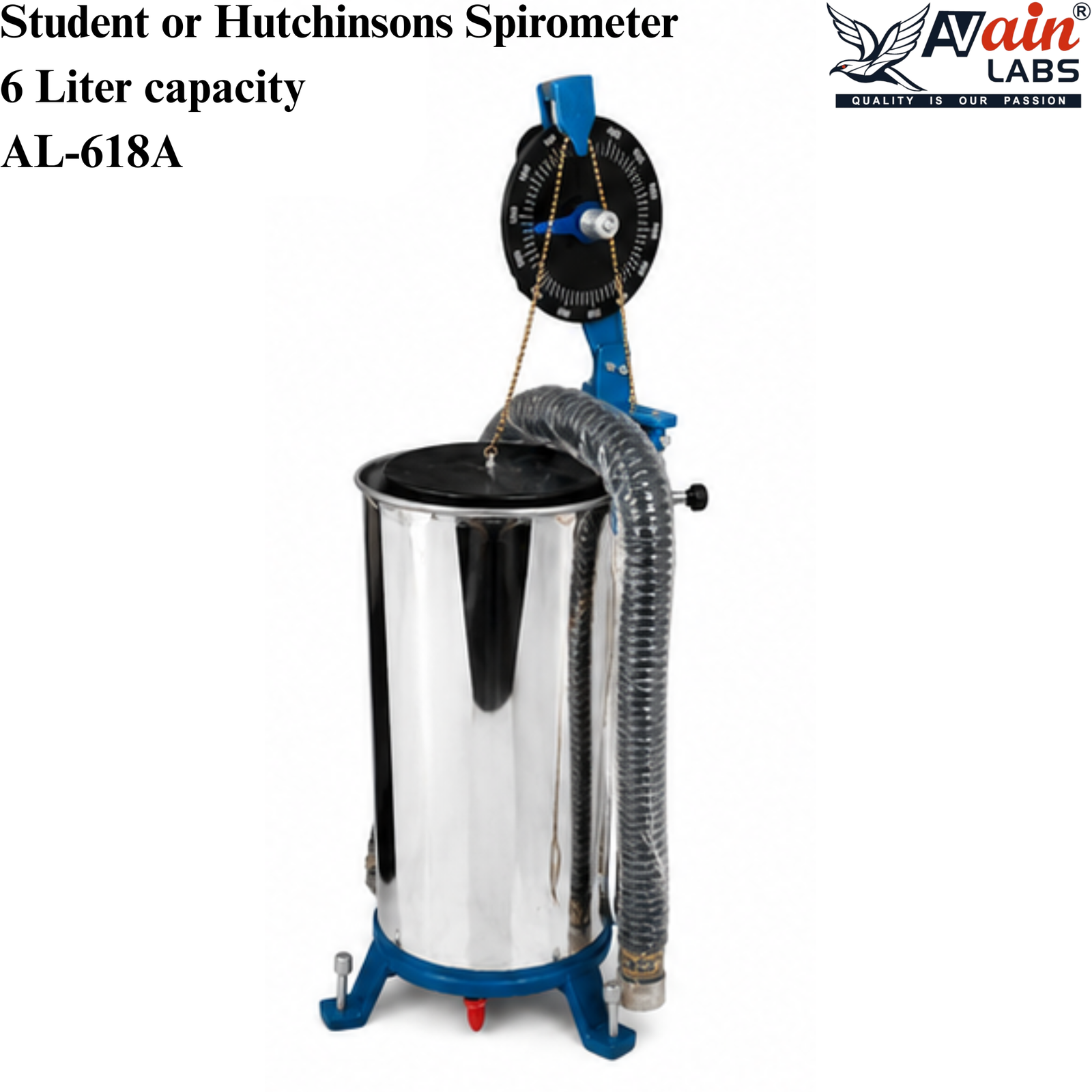 AVAIN LABS® Student or Hutchinsons Spirometer 6 Liter capacity AL-618A - Image 3