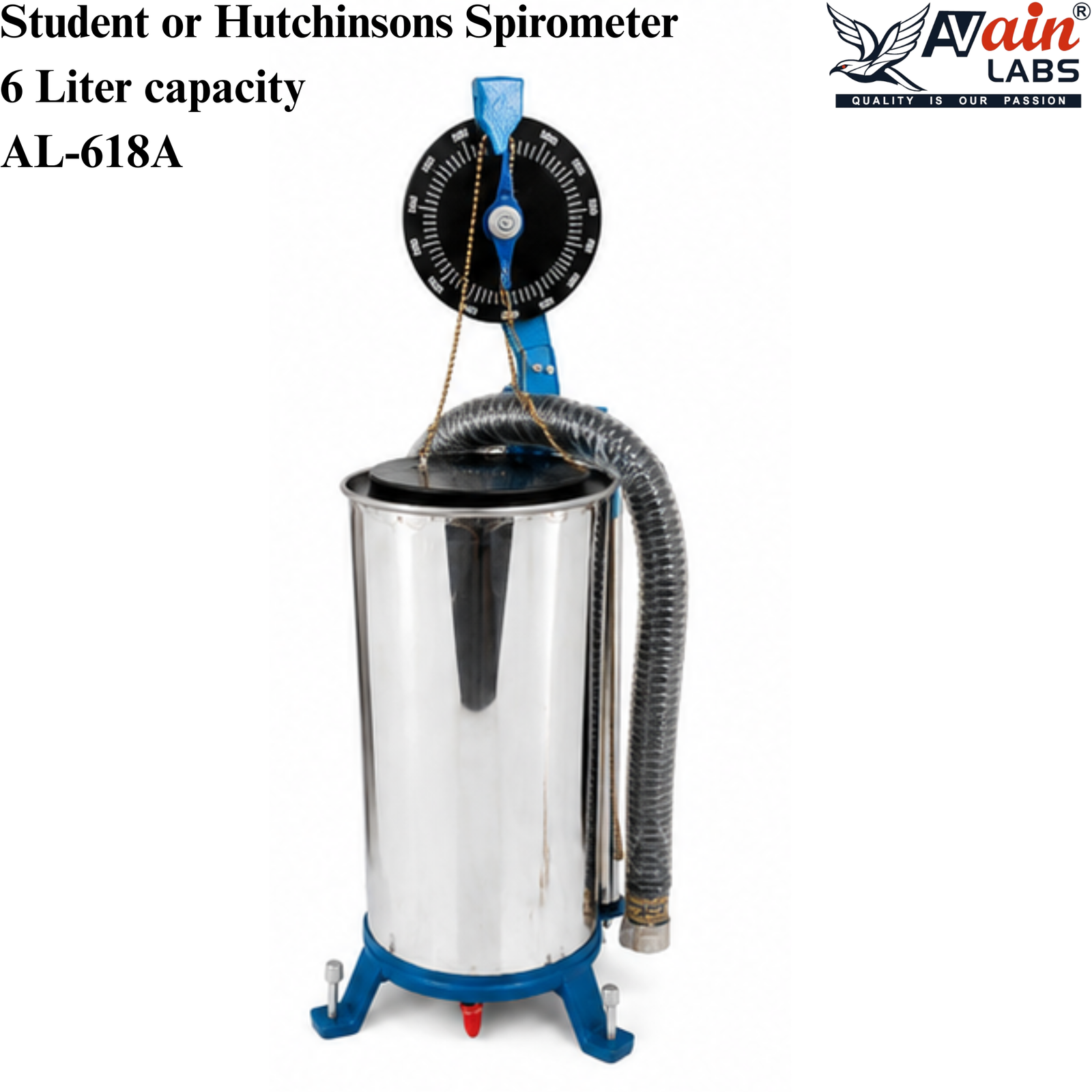 AVAIN LABS® Student or Hutchinsons Spirometer 6 Liter capacity AL-618A - Image 2