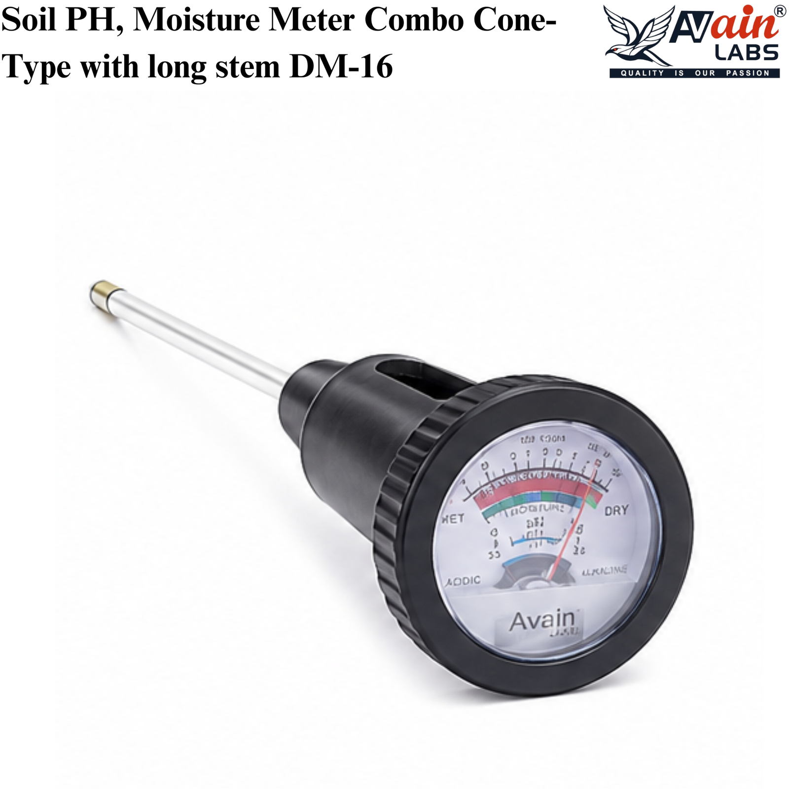 AVAIN LABS® Soil PH, Moisture Meter Combo Cone-Type with long stem DM-16 - Image 2