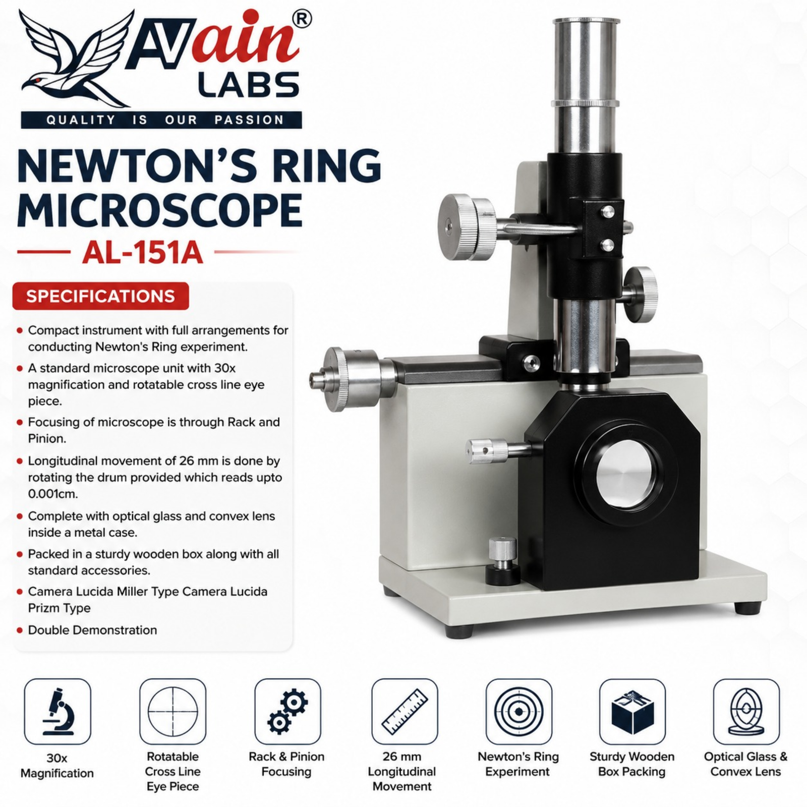 AVAIN LABS® NEWTON’S RING MICROSCOPE AL-151A - Image 4