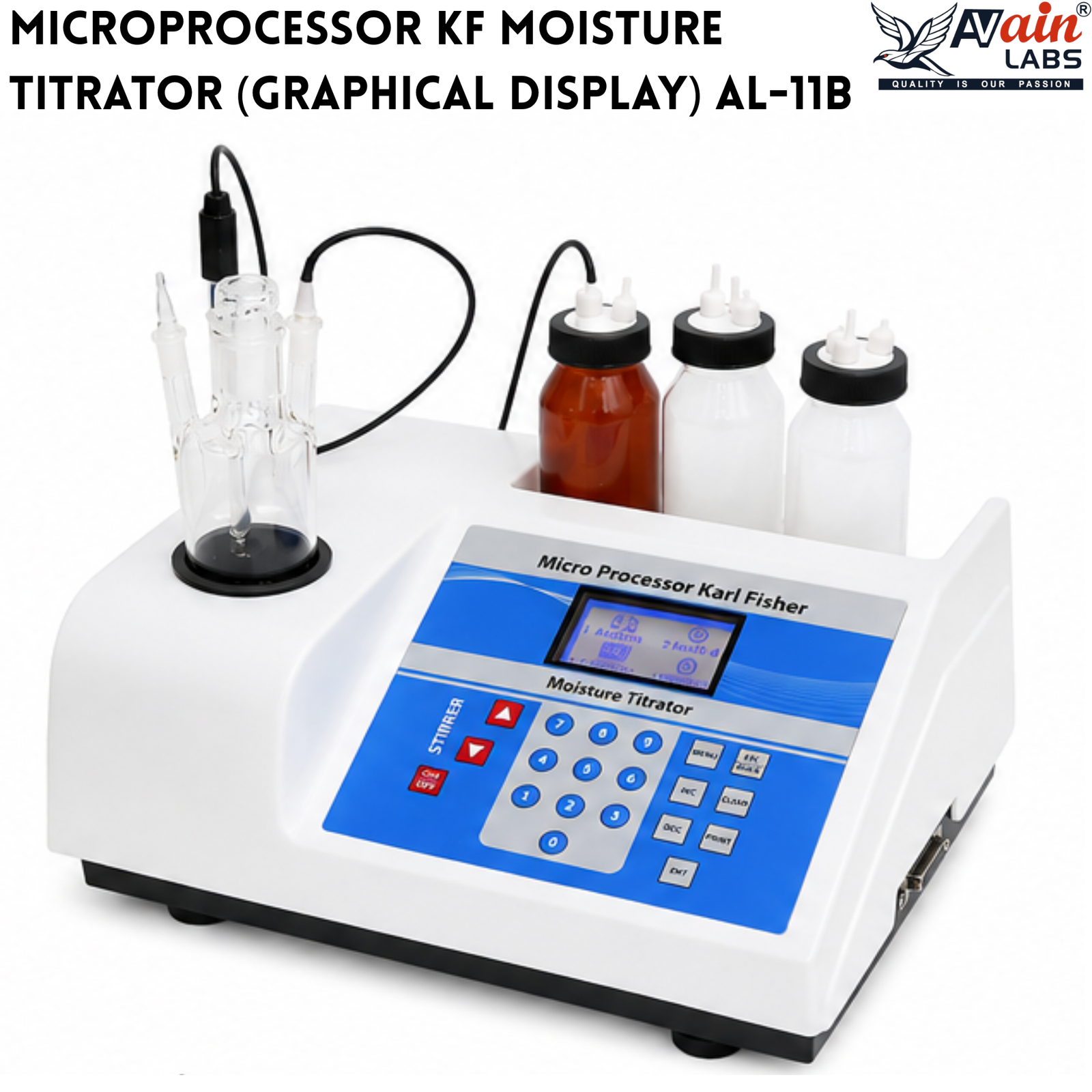 AVAIN LABS® MICROPROCESSOR KF MOISTURE TITRATOR (GRAPHICAL DISPLAY) AL-11B - Image 2
