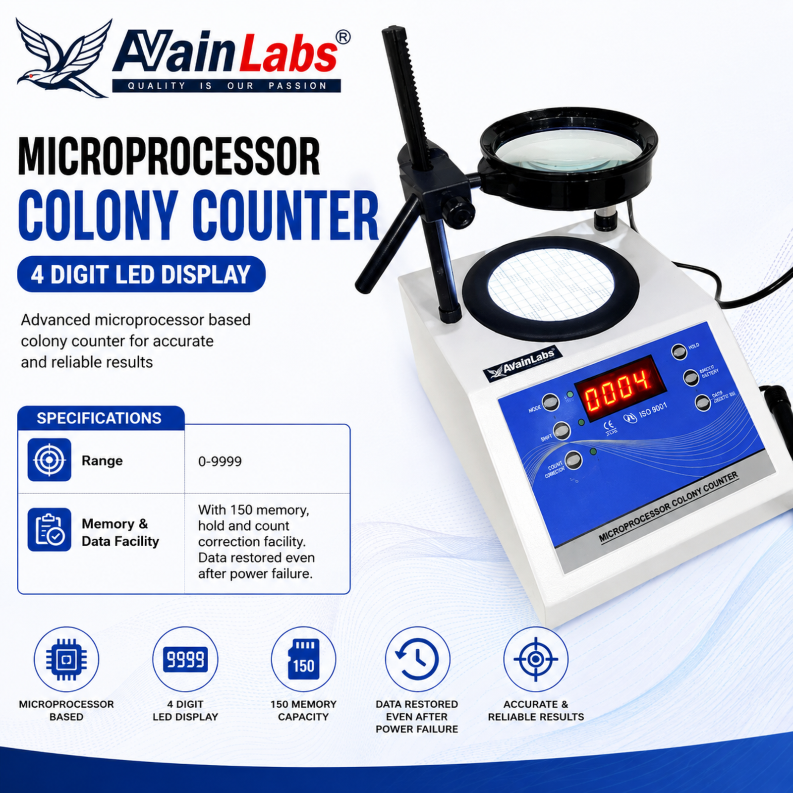 AVAIN LABS® MICROPROCESSOR COLONY COUNTER 4 DIGIT LED DISPLAY AL-13B - Image 5