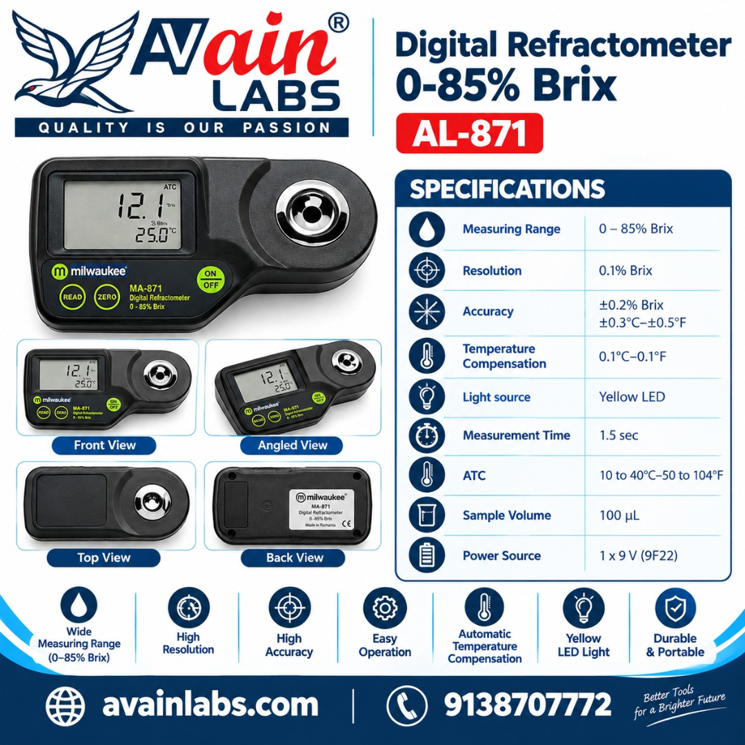 AVAIN LABS® Digital Refractometer 0-85% Brix MA-871 - Image 4
