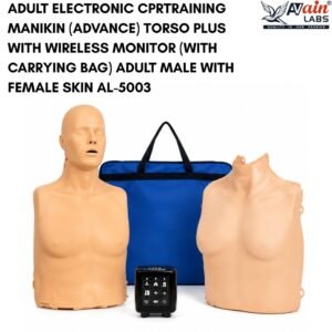 AVAIN LABS® ADULT ELECTRONIC CPR TRAINING MANIKIN (ADVANCE) TORSO PLUS WITH WIRELESS MONITOR (WITH CARRYING BAG) ADULT MALE WITH FEMALE SKIN AL-5003