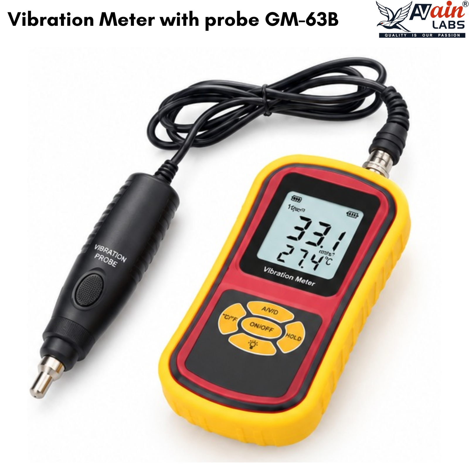 AVAIN LABS® Vibration Meter with probe GM-63B - Image 2