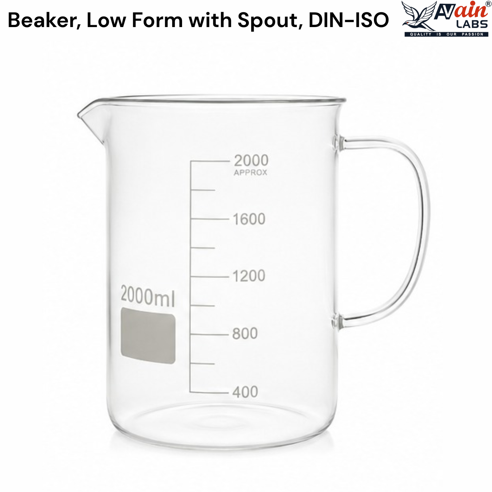 AVAIN LABS® Beaker with spout Low form with Handle