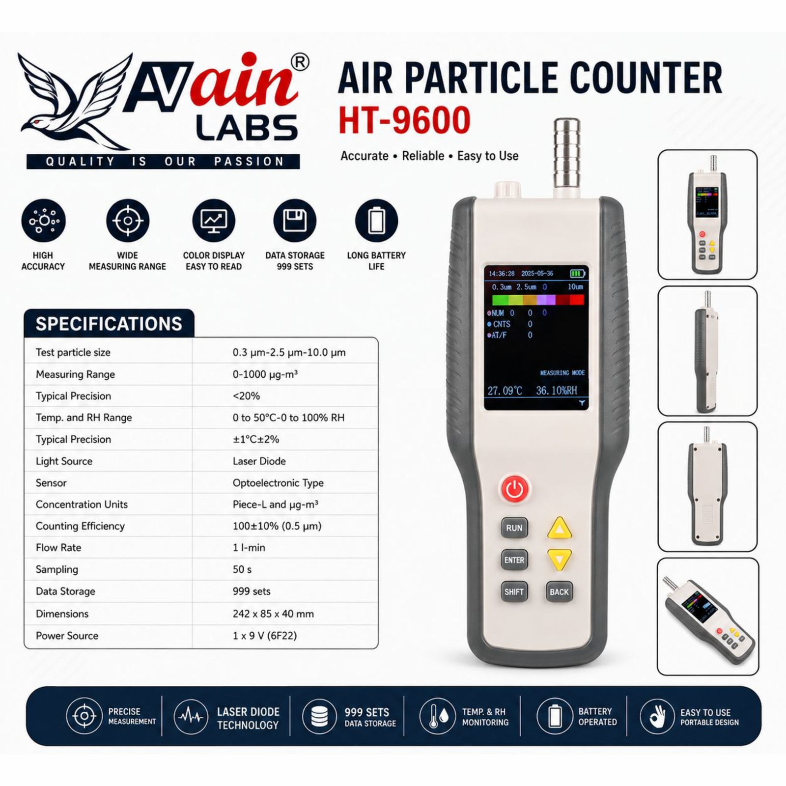 AVAIN LABS® Air Particle Counter HT-9600 - Image 4