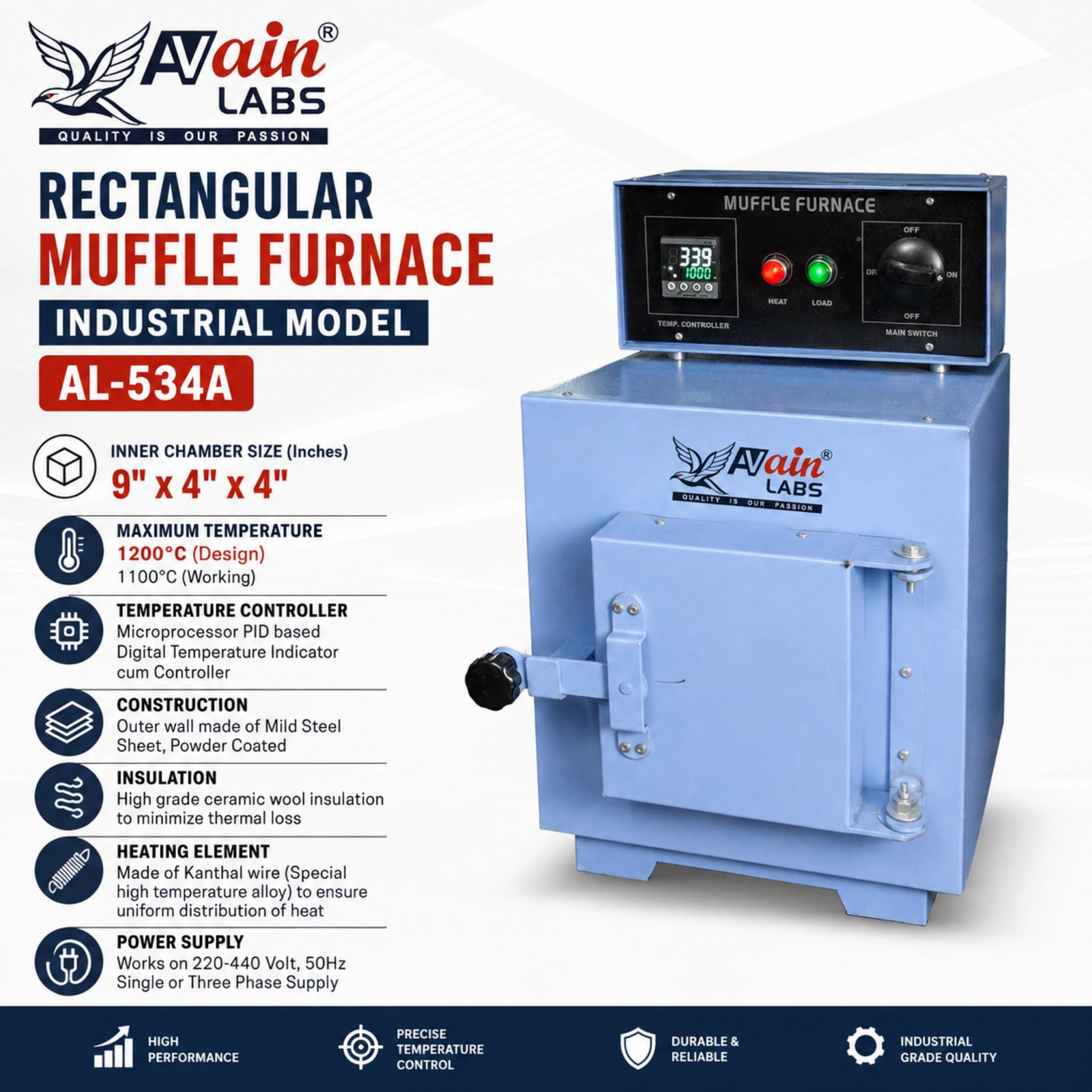 AVAIN LABS® Rectangular Muffle Furnace Industrial Model - Image 4