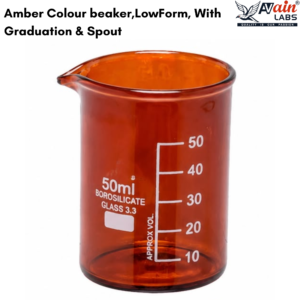 AVAIN LABS® Amber Colour beaker, Low Form, With Graduation & Spout