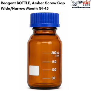 AVAIN LABS® Reagent BOTTLE, Amber Screw Cap Wide/Narrow Mouth Gl-45