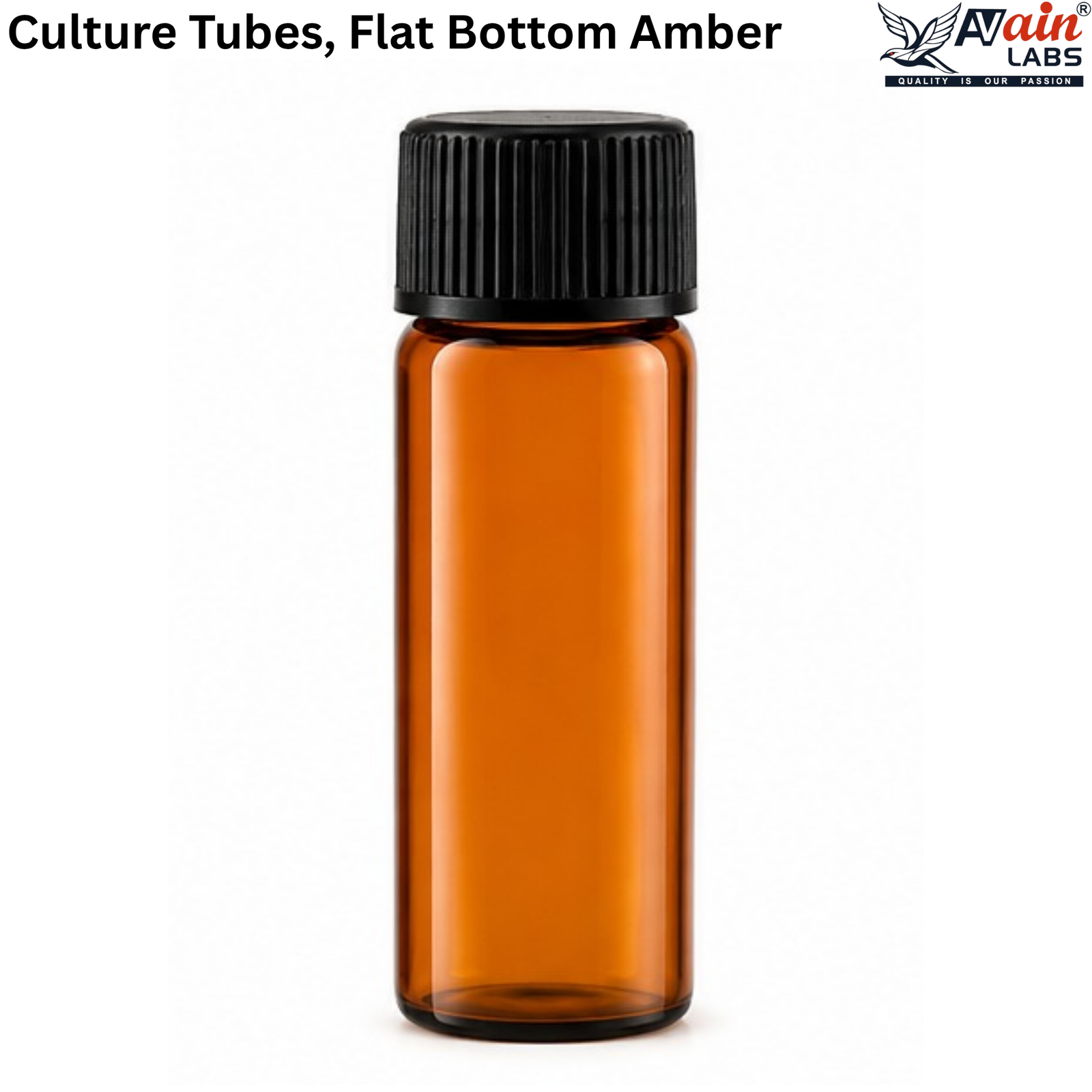 AVAIN LABS® Culture Tubes, Flat Bottom Amber