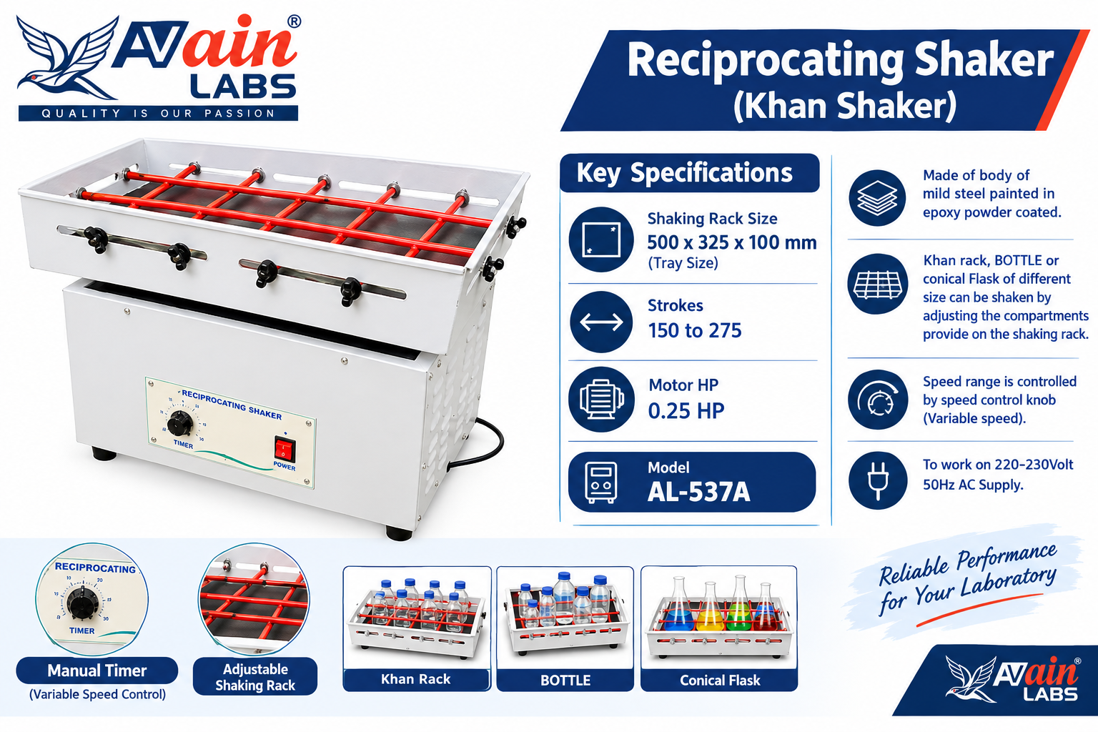 AVAIN LABS® Reciprocating Shaker (Khan Shaker) - Image 5