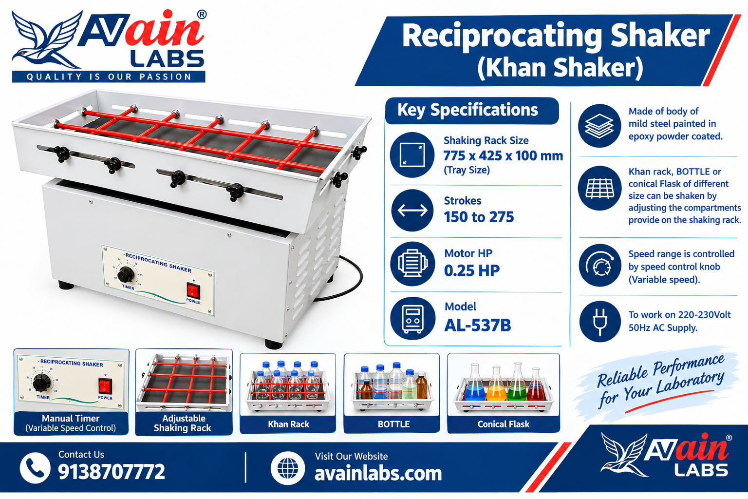 AVAIN LABS® Reciprocating Shaker (Khan Shaker) - Image 10